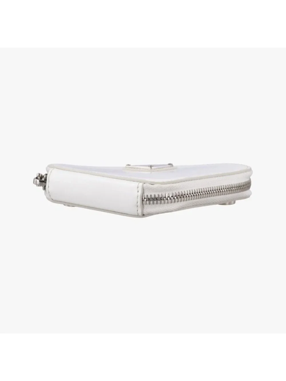 Prada Triangle Chain Pouch White Leather